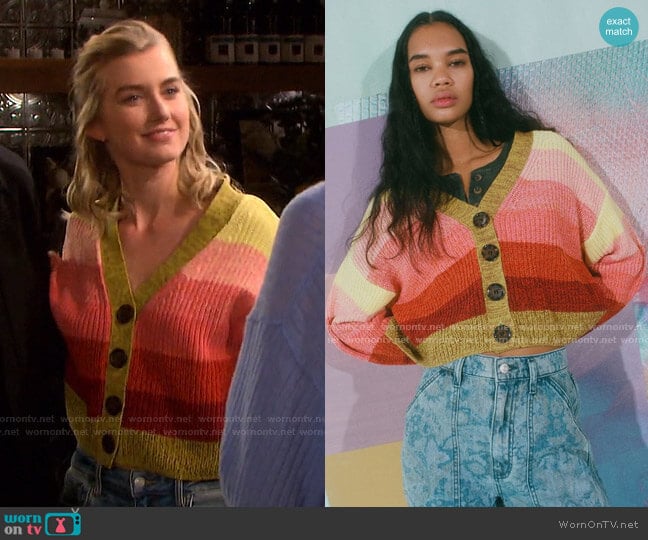 Turner Ribbed Button-Down Cardigan by Urban Outfitters worn by Claire Brady (Isabel Durant ) on Days of our Lives