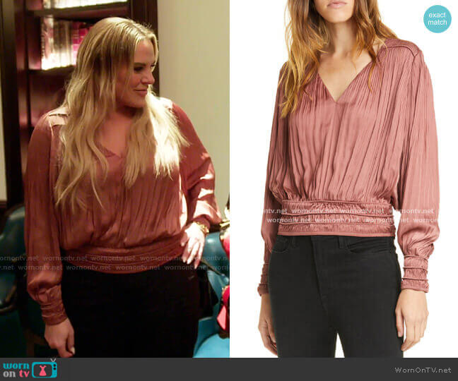 V-Neck Pleated Top by Frame worn by Heather Gay on The Real Housewives of Salt Lake City