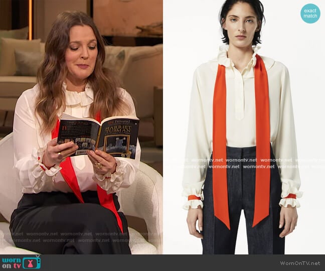 Frill Collar Shirt by Victoria Beckham worn by Drew Barrymore on The Drew Barrymore Show