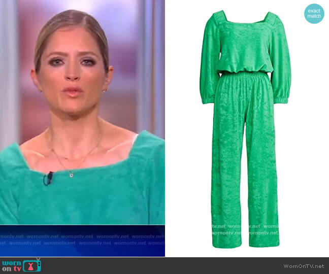 WornOnTV: Sara’s green square neck jumpsuit on The View | Sara Haines ...