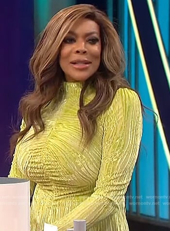 Wendy’s yellow velvet ruched dress on The Wendy Williams Show