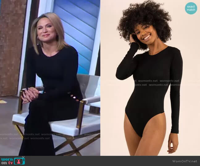 Wynwood Crew Neck Bodysuit by Giapenta worn by Amy Robach on Good Morning America