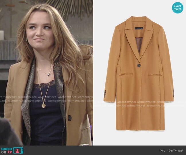 Zara Masculine Coat worn by Summer Newman (Hunter King) on The Young and the Restless