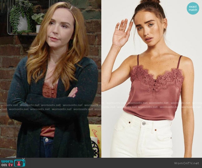 Abercrombie Lace Trim Cami worn by Mariah Copeland (Camryn Grimes) on The Young and the Restless