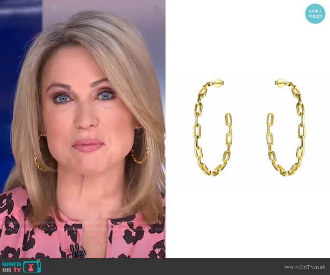 Anchor Chain Hoops by Accessory Concierge worn by Amy Robach on Good Morning America