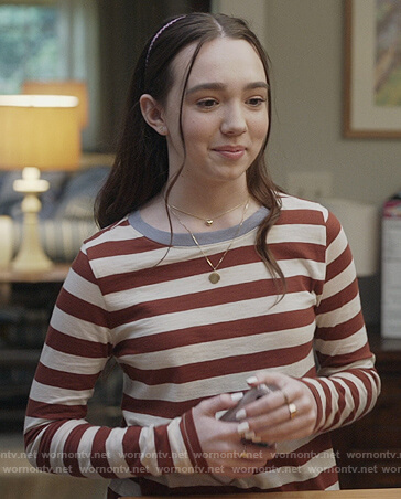 Grace's contrast stripe long sleeve tee on The Unicorn