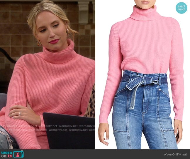 ALC Mitchell Sweater in Coral Pink worn by Mandy Baxter (Molly McCook) on Last Man Standing