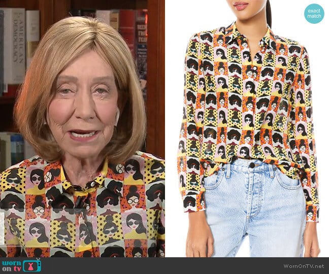 Willa Stace Face Silk Blouse by Alice + Olivia worn by Doris Kearns Goodwin on Today