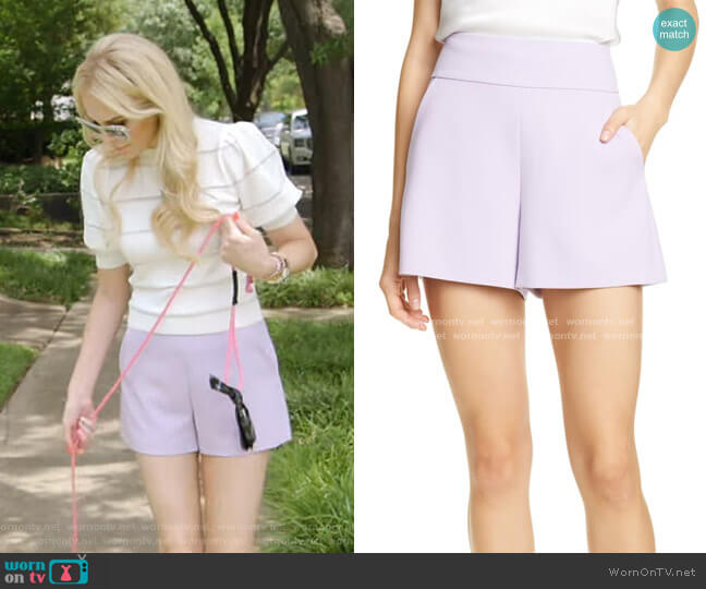 Donald High Waist Flared Shorts by Alice + Olivia worn by Kameron Westcott on The Real Housewives of Dallas