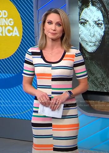 Amy's striped ribbed knit dress on Good Morning America