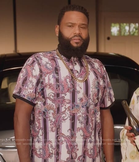 Andre's purple paisley stripe shirt on Black-ish