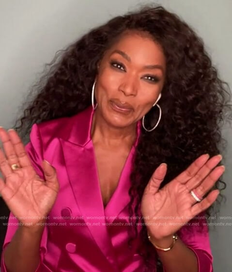 Angela Bassett’s pink satin blazer on The Talk