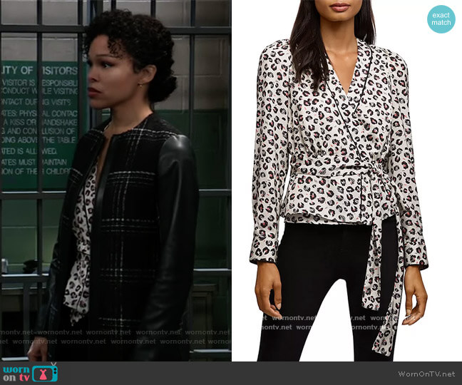 Marguerite Leopard Print Wrap Top by Bailey 44 worn by Portia Robinson (Brook Kerr) on General Hospital