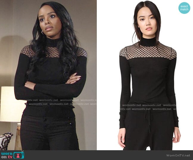 Bailey 44 Jules Sweater worn by Imani Benedict (Leigh-Ann Rose) on The Young and the Restless