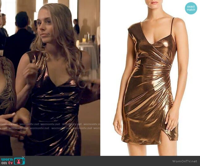 WornOnTV: Bette’s metallic gold asymmetric strap dress on Tiny Pretty ...