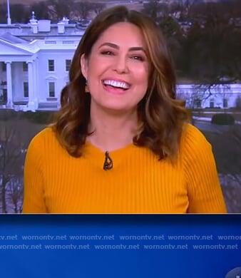 Cecilia Vega’s yellow ribbed sweater on The View