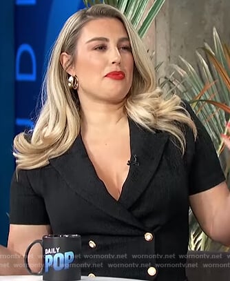 Carissa’s black double breasted mini dress on E! News Daily Pop