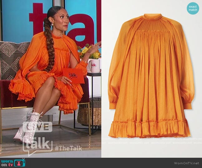 Cutout Crinkled Silk crepe de chine Mini Dress by Carolina Herrera worn by Elaine Welteroth on The Talk