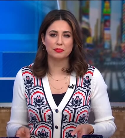 Cecilia’s white floral cardigan on Good Morning America