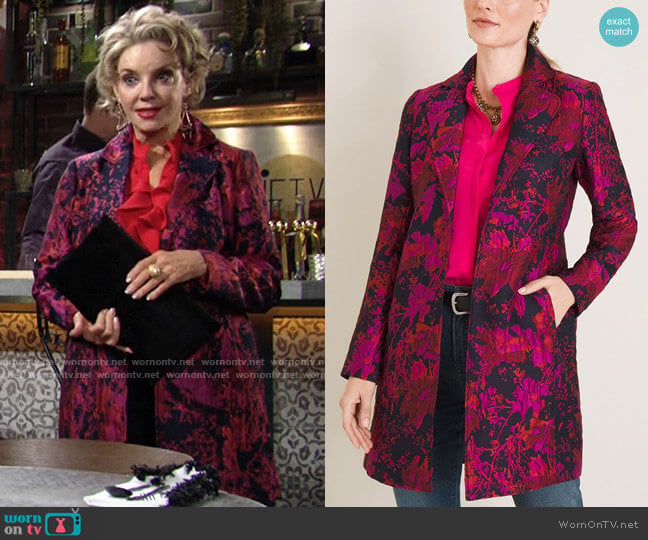 Chicos Floral Jacquard Topper worn by Gloria Abbott Bardwell (Judith Chapman) on The Young and the Restless