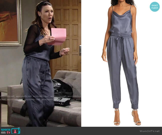 Cinq a Sept Finnley Jumpsuit worn by Chloe Mitchell (Elizabeth Hendrickson) on The Young and the Restless