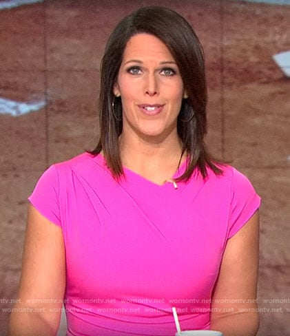 Dana Jacobson’s pink cap sleeve dress on CBS Mornings