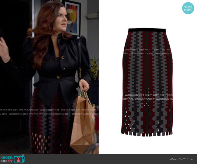 Diane von Furstenberg Intarsia Cutout Skirt worn by Katie Logan (Heather Tom) on The Bold and the Beautiful