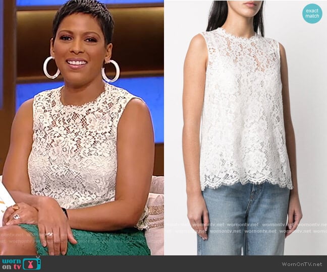 Lace Sleeveless Blouse by Dolce and Gabbana worn by Tamron Hall on Tamron Hall Show