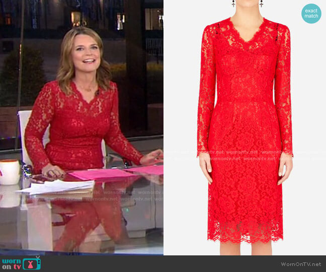 Floral-Lace Knee-Length Dress by Dolce & Gabbana worn by Savannah Guthrie on Today