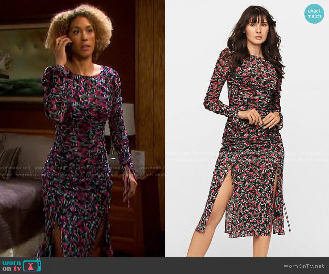 WornOnTV: Dr. Raynor’s floral ruched midi dress on Days of our Lives ...