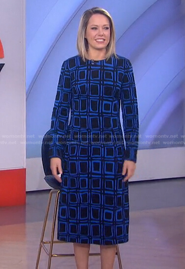 Dylan's black and blue geometric print dress on Today