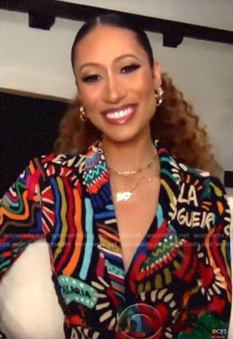 Elaine Welteroth’s printed dress on CBS This Morning