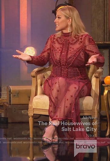 Elizabeth's red sheer reunion dress on The Real Housewives of Orange County