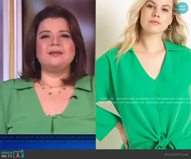 Tie Front Blouse with Collar by Eloquii worn by Ana Navarro on The View