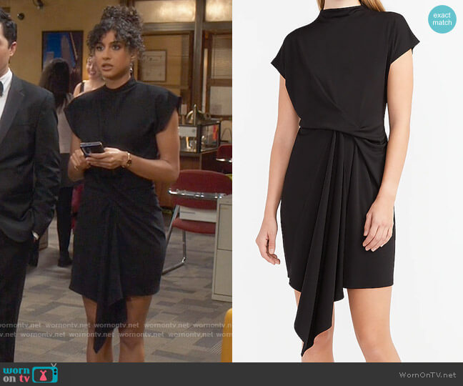 Express Draped Mock Neck Shift Dress worn by Mikaela Shaw (Vella Lovell) on Mr Mayor