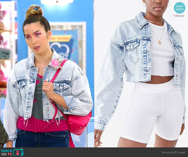 Cropped Acid Wash Denim Jacket by Forever 21 worn by Cheyenne (Nichole Bloom) on Superstore