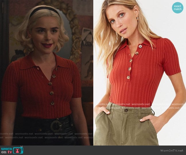 WornOnTV: Sabrina’s red ribbed polo on Chilling Adventures of Sabrina ...