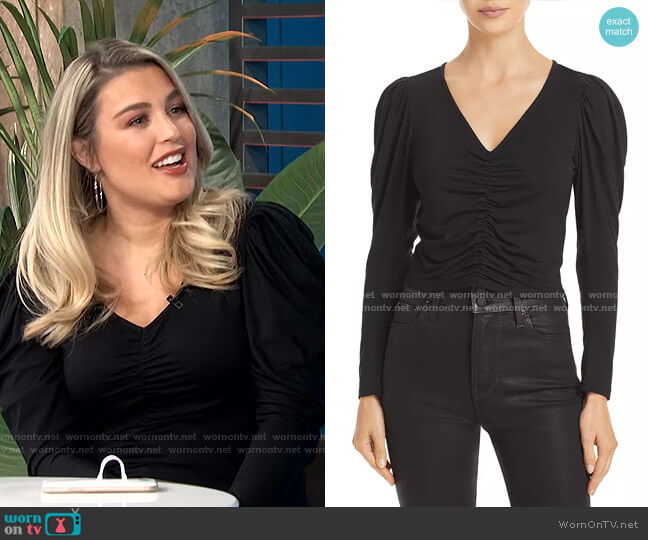 Agnes Puff-Sleeve Ruched Top by Frame worn by Carissa Loethen Culiner on E! News