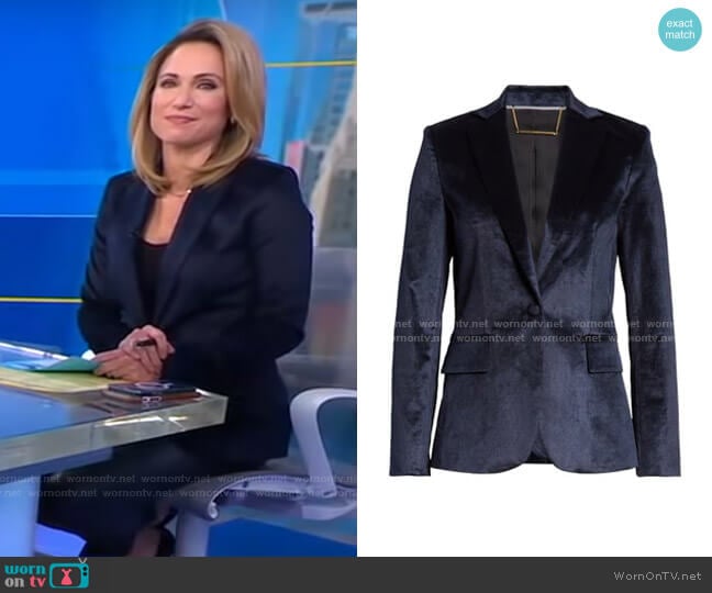 Classic Velvet Blazer by Frame worn by Amy Robach on Good Morning America