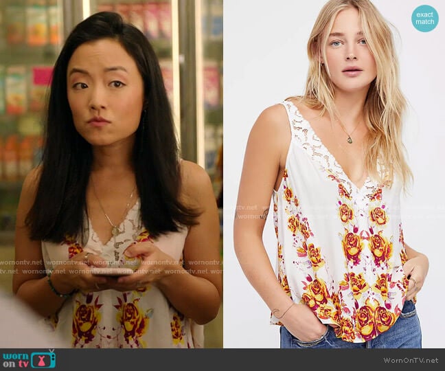 Morning Rose Camisole by Free People worn by Janet (Andrea Bang) on Kims Convenience