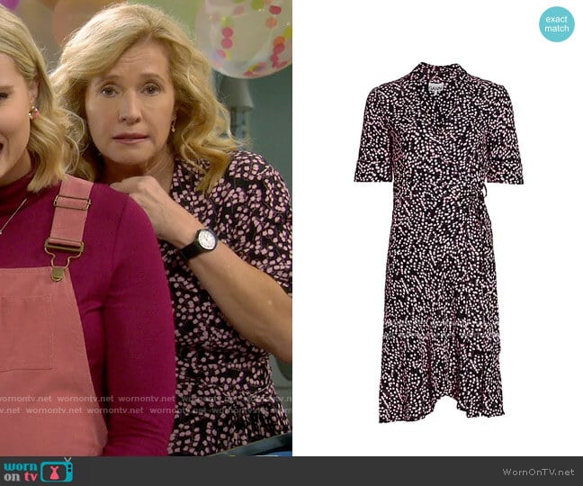 Ganni Floral Wrap Dress worn by Vanessa Baxter (Nancy Travis) on Last Man Standing