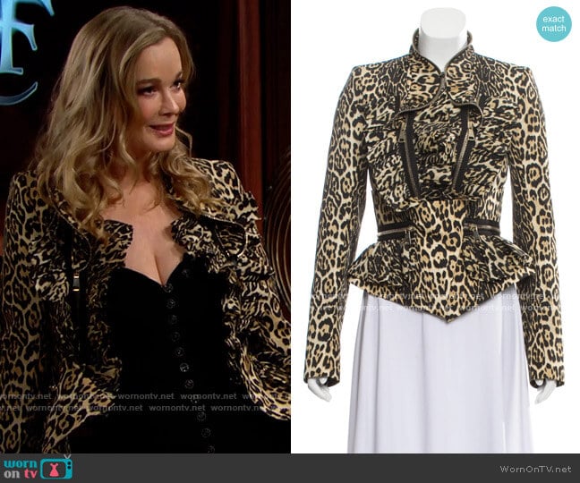 Givenchy Leopard Peplum Jacket worn by Donna Logan (Jennifer Gareis) on The Bold and the Beautiful