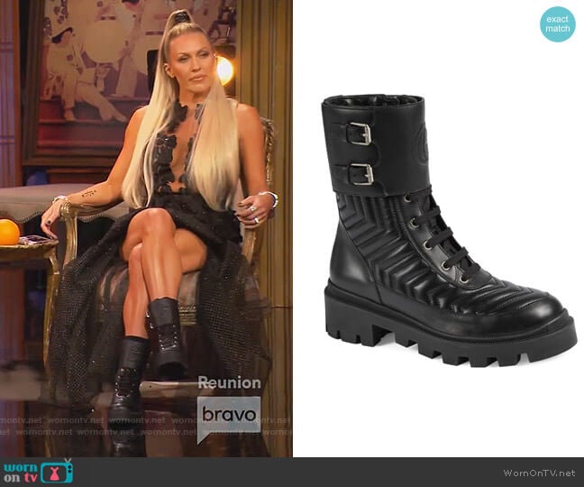 Frances GG Matelasse Platform Combat Boot by Gucci worn by Braunwyn Windham-Burke on The Real Housewives of Orange County