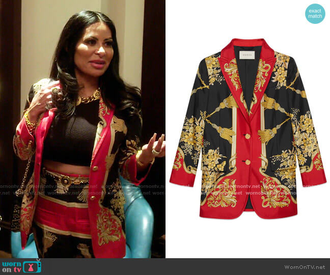 WornOnTV: Jen's black printed bomber jacket on The Real Housewives