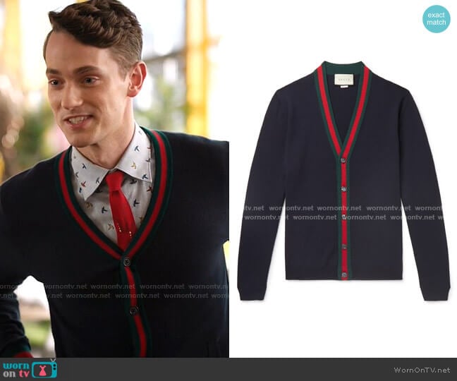 Wool cardigan with Web by Gucci