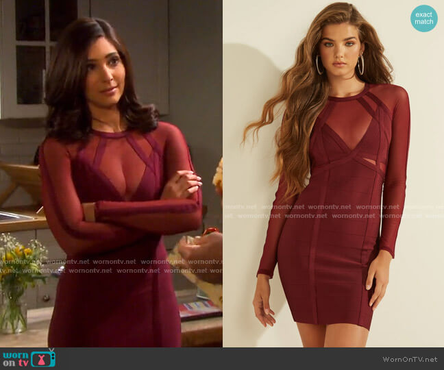 Karina Mesh Bandage Dress by Guess worn by Gabi Hernandez (Camila Banus) on Days of our Lives