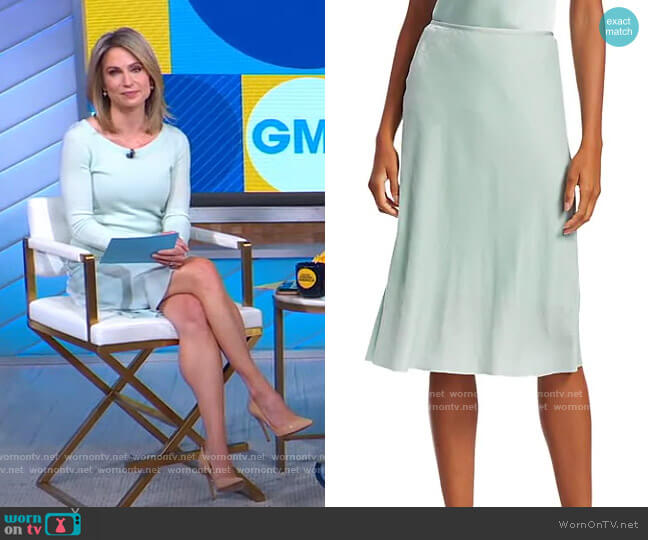 Velvet Slip Skirt by Helmut Lang worn by Amy Robach on Good Morning America