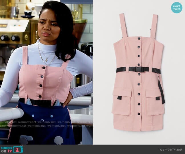 H&M Denim Overall Dress worn by Randi (Kyla Pratt) on Call Me Kat