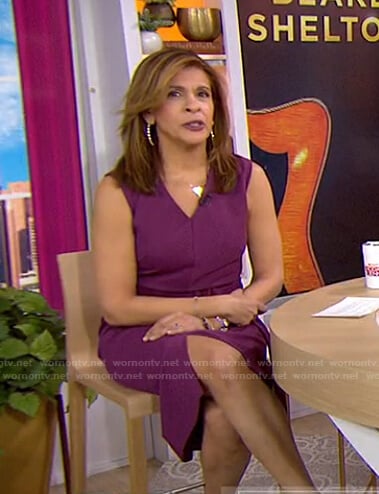 Hoda’s purple belted sleeveless dress on Today