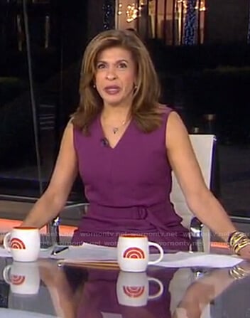 Hoda’s purple belted sleeveless dress on Today